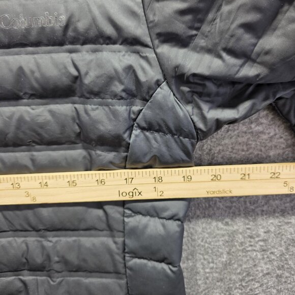 Columbia Puffer Coat Womens Medium Black 650 Down Hooded Long Winter Jacket - Picture 8 of 10